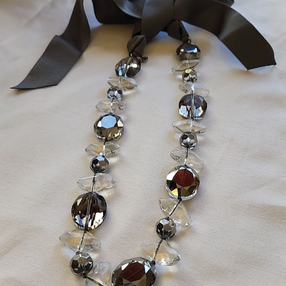 Faceted Beribboned Stella & Dot Faux Gem Necklace